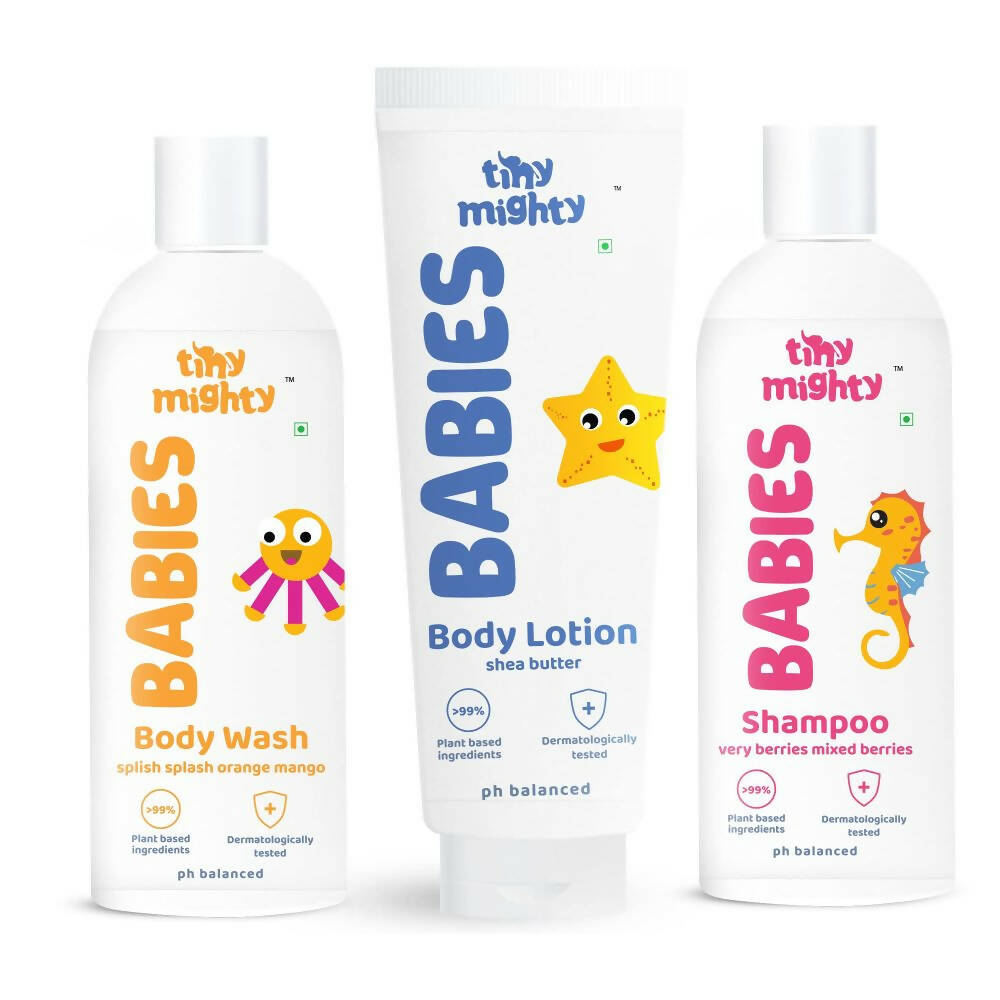 Tiny Mighty Baby Body Wash, Lotion & Shampoo Combo For Sensitive Skin of Kids, Australia, Canada 