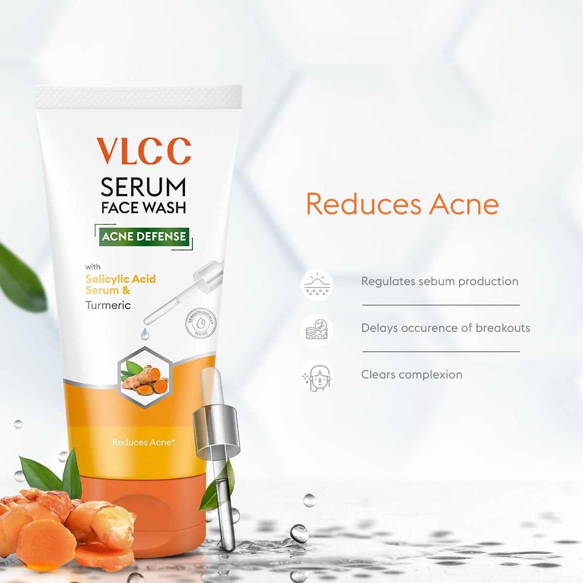 VLCC Acne Defense Serum Face Wash with Salicylic Acid Serum & Turmeric