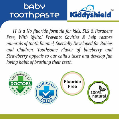 Kiddyshield Fluoride Free Formula Baby Toothpaste Strawberry For Kids 1- 5 Years