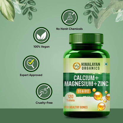 Himalayan Organics Calcium+Magnesium+Zinc D3 & B12 Tablets