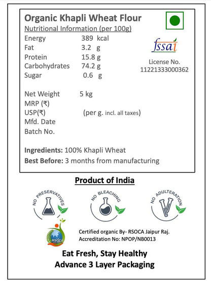 Earthen Story Certified Organic Khapli Wheat Flour