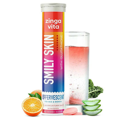 Zingavita Smily Skin Effervescent Tablets (Watermelon Flavor) Sugar Free TrueCure