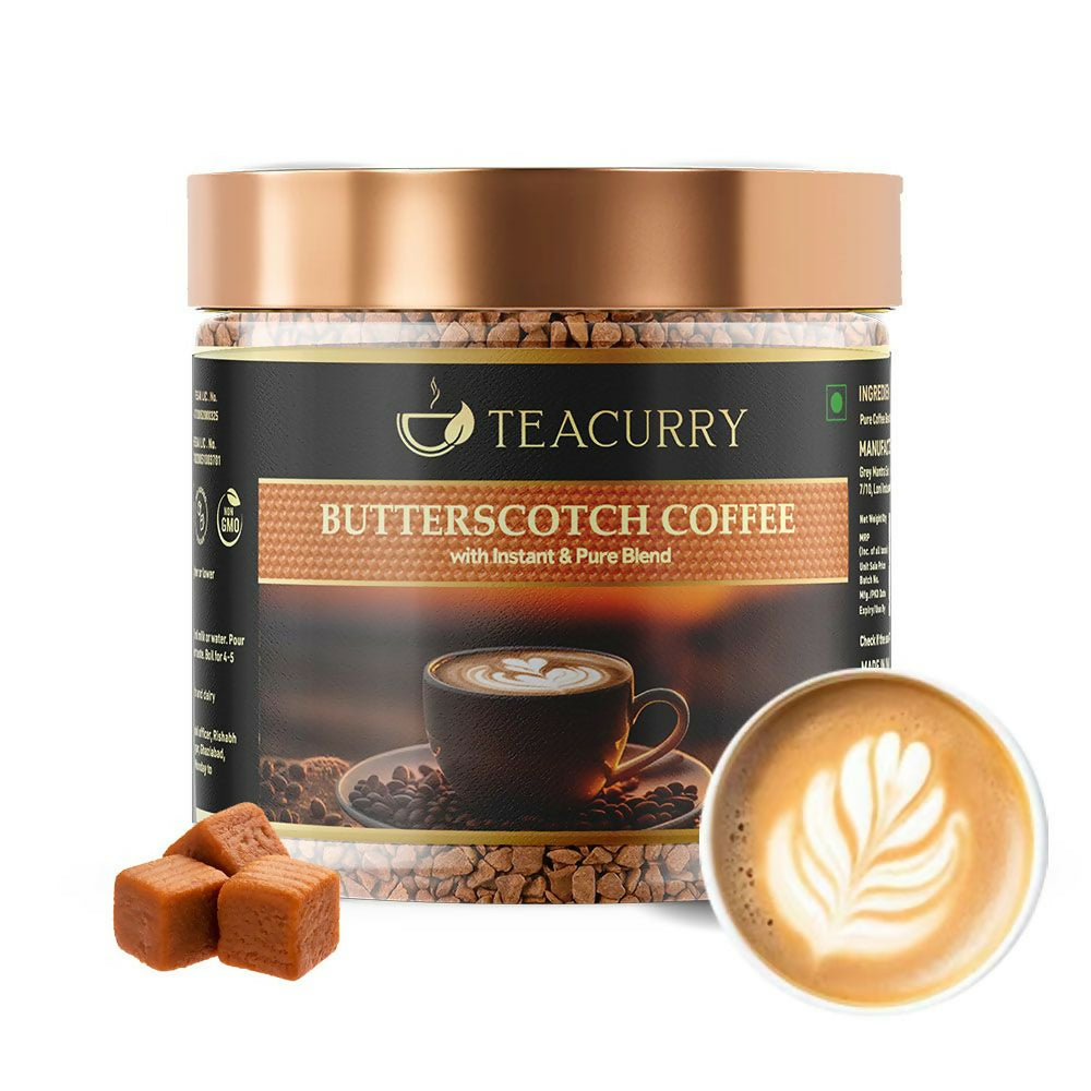 Teacurry Butterscotch Coffee - Arabica Freeze Dried Coffee for Instant Hot & Cold Coffee