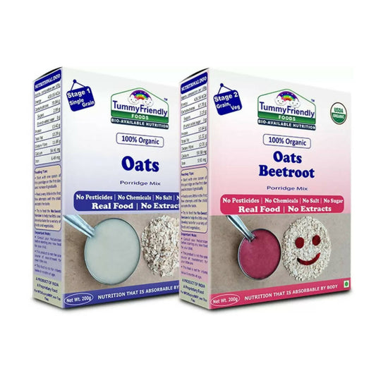 TummyFriendly Foods Organic Oats and Organic Oats, Beetroot Porridge Mixes for 6 Months Old, Australia, Canada 