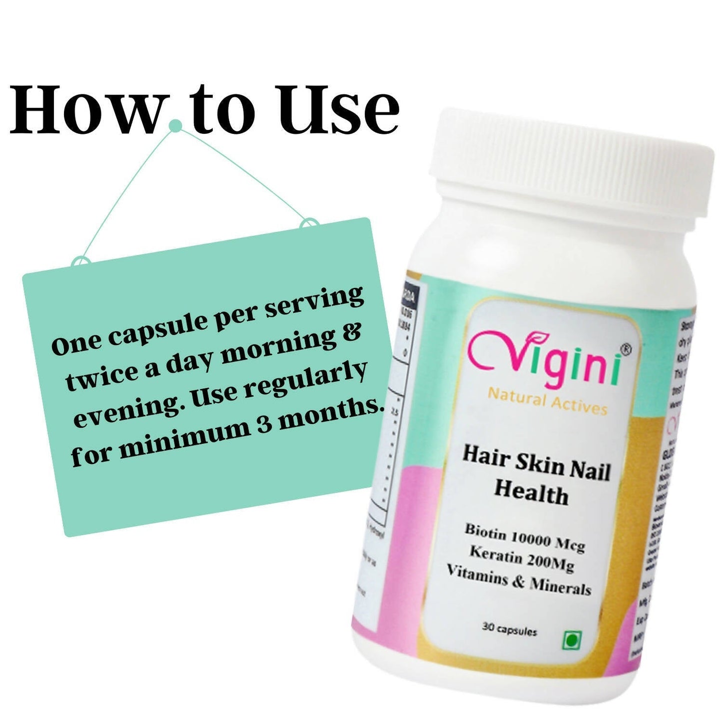 Vigini Natural Active Hair Skin Nail Health Capsules for Men Women