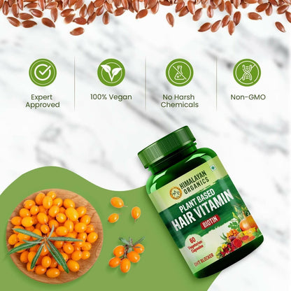 Himalayan Organics Plant Based Hair-Skin Vitamin Biotin + DHT Blocker Veg Capsules