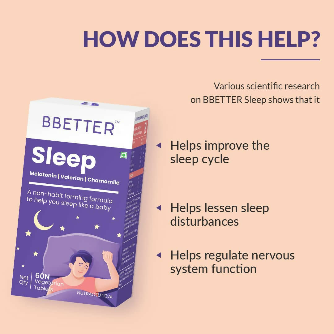 BBETTER Sleep Tablets Melatonin, Valerian, Chamomile