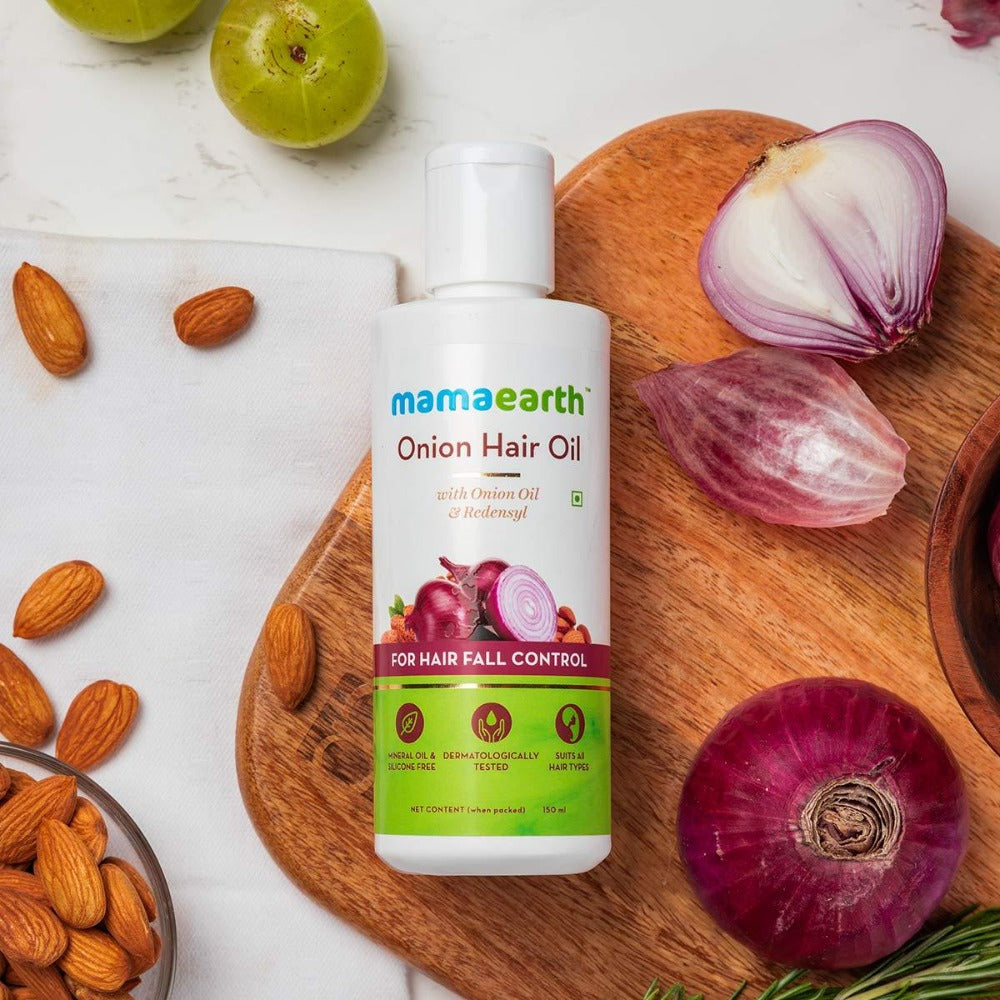 Mamaearth Onion Hair Oil With Onion & Redensyl For Hair Fall Control