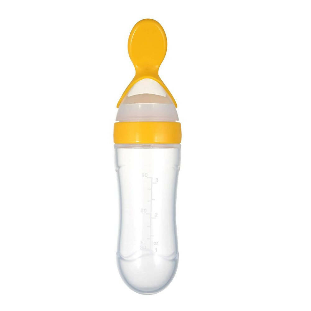 Safe-O-Kid Easy Squeezy Silicone Food Feeder Spoon (Soft Tip) BottleYellow90mL, Australia, Canada 