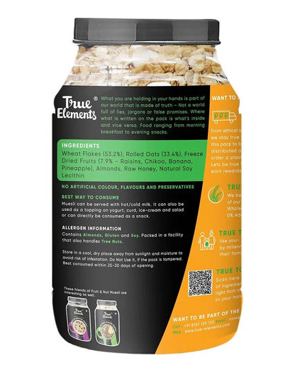 True Elements Fruit And Nut Muesli - Protein Rich