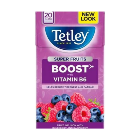 Tetley Super Fruits Boost With Blueberry & Raspberry Tea Bags   