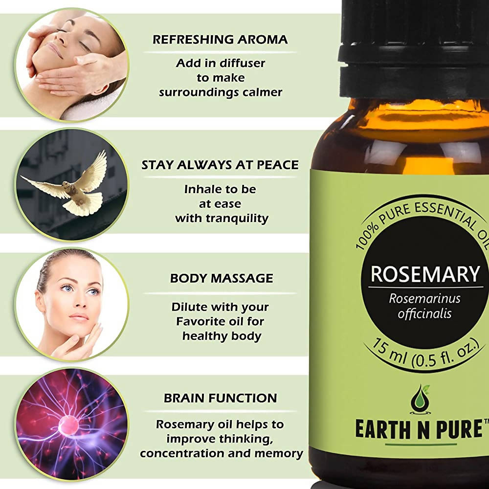 Earth N Pure Essential Oils (Rosemary, Eucalyptus, Tea Tree, Lemongrass, Peppermint & Lavender) - Drmedicart