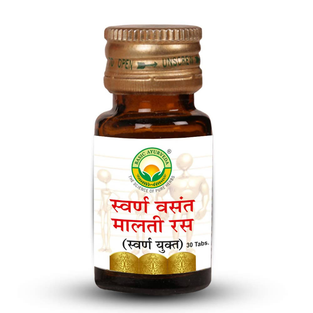 Basic Ayurveda Swarn Vasant Malti Ras (With Gold) Tablets