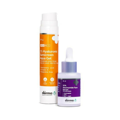 The Derma Co Filter-Free Skin (1% Hyaluronic Sunscreen Aqua Gel + 10% Niacinamide Acid Face Serum) - Drmedicart