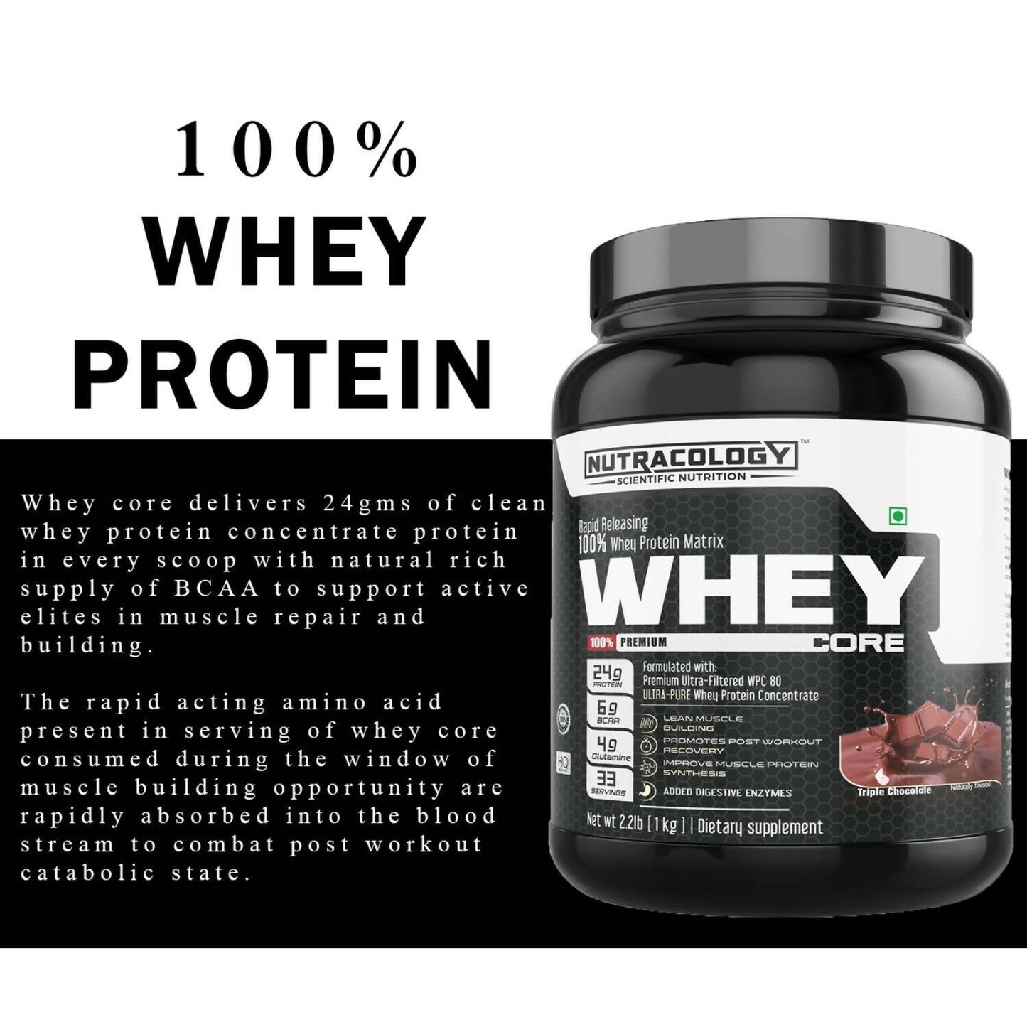 Nutracology Whey Core Whey Protein For Muscle Strength & Stamina