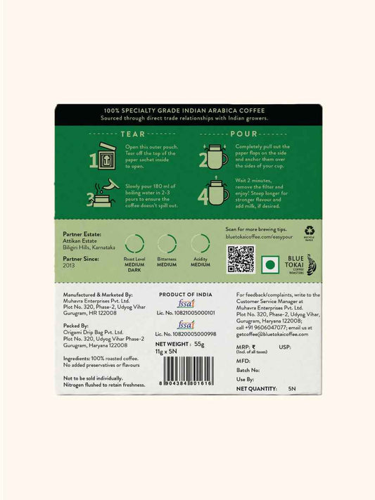 Blue Tokai Attikan Estate Medium-Dark Roast Easy Pour Sachets