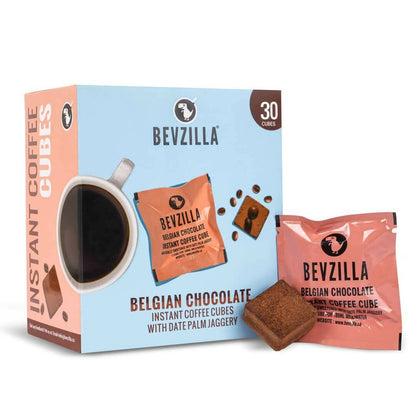 Bevzilla Instant Coffee Cubes Pack with Organic Date Palm Jaggery Belgian Chocolate TrueCure