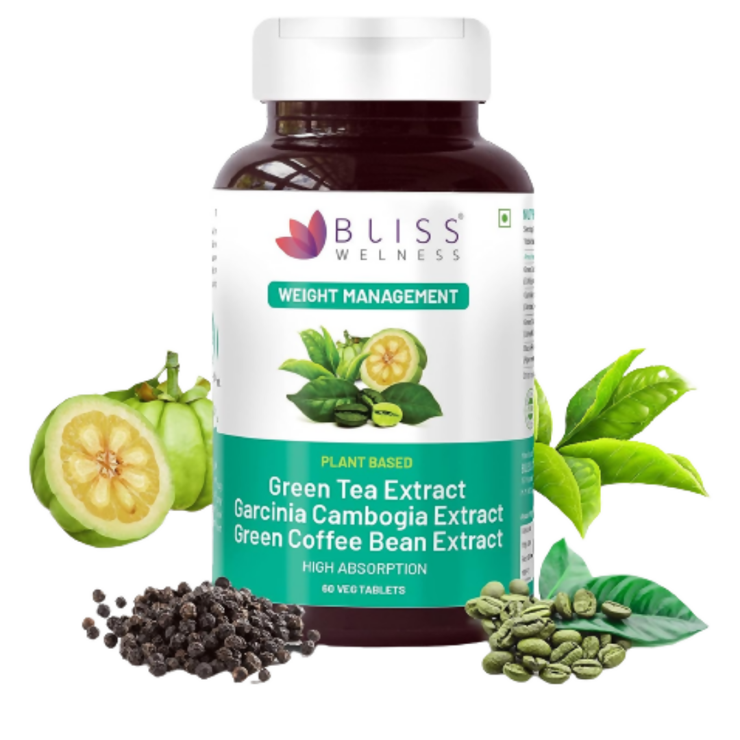 Bliss Welness Green Tea + Garcinia + Green Coffee Bean Extract Tablets  