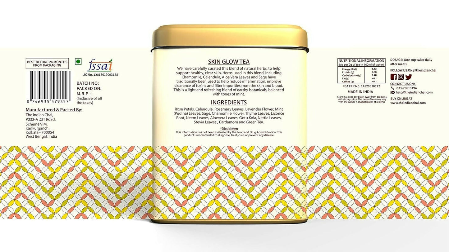 The Indian Chai  Skin Glow Tea 30 Pyramid Tea Bags