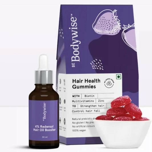 BeBodywise 4% Redensyl Hair Oil Booster and Hair Health Gummies  