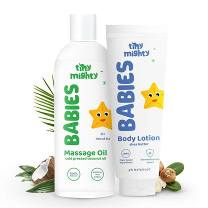 Tiny Mighty Baby Body Lotion And Massage Oil Combo, Australia, Canada 