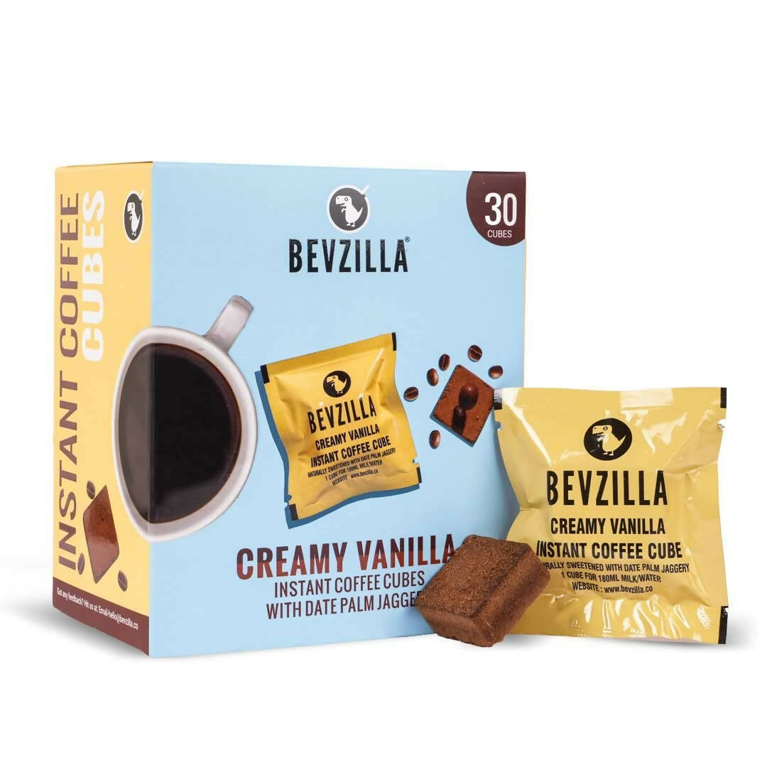 Bevzilla Instant Coffee Cubes Pack with Organic Date Palm Jaggery Creamy Vanilla TrueCure