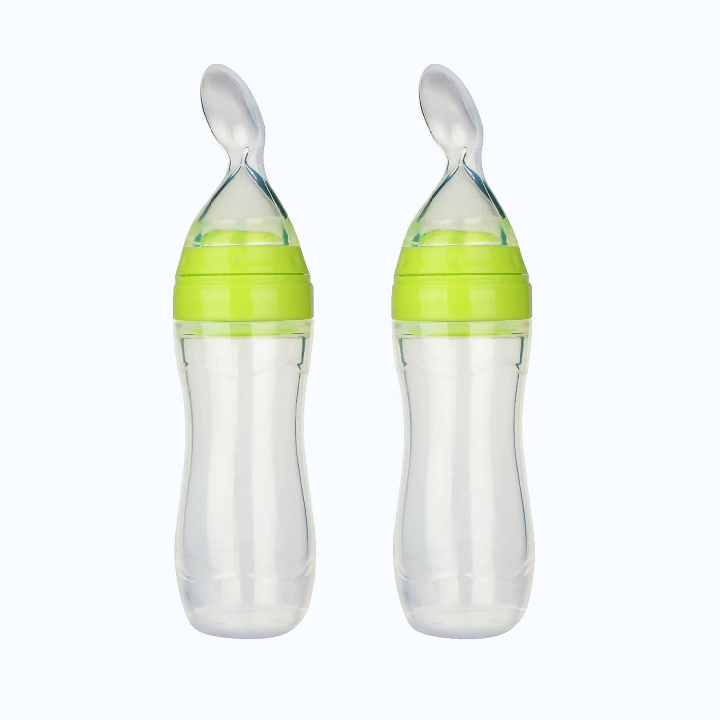 Safe-O-Kid Easy Set of 2 Squeezy Silicone Food Feeder Spoon (Soft Tip) BottleGreen90mL, Australia, Canada 