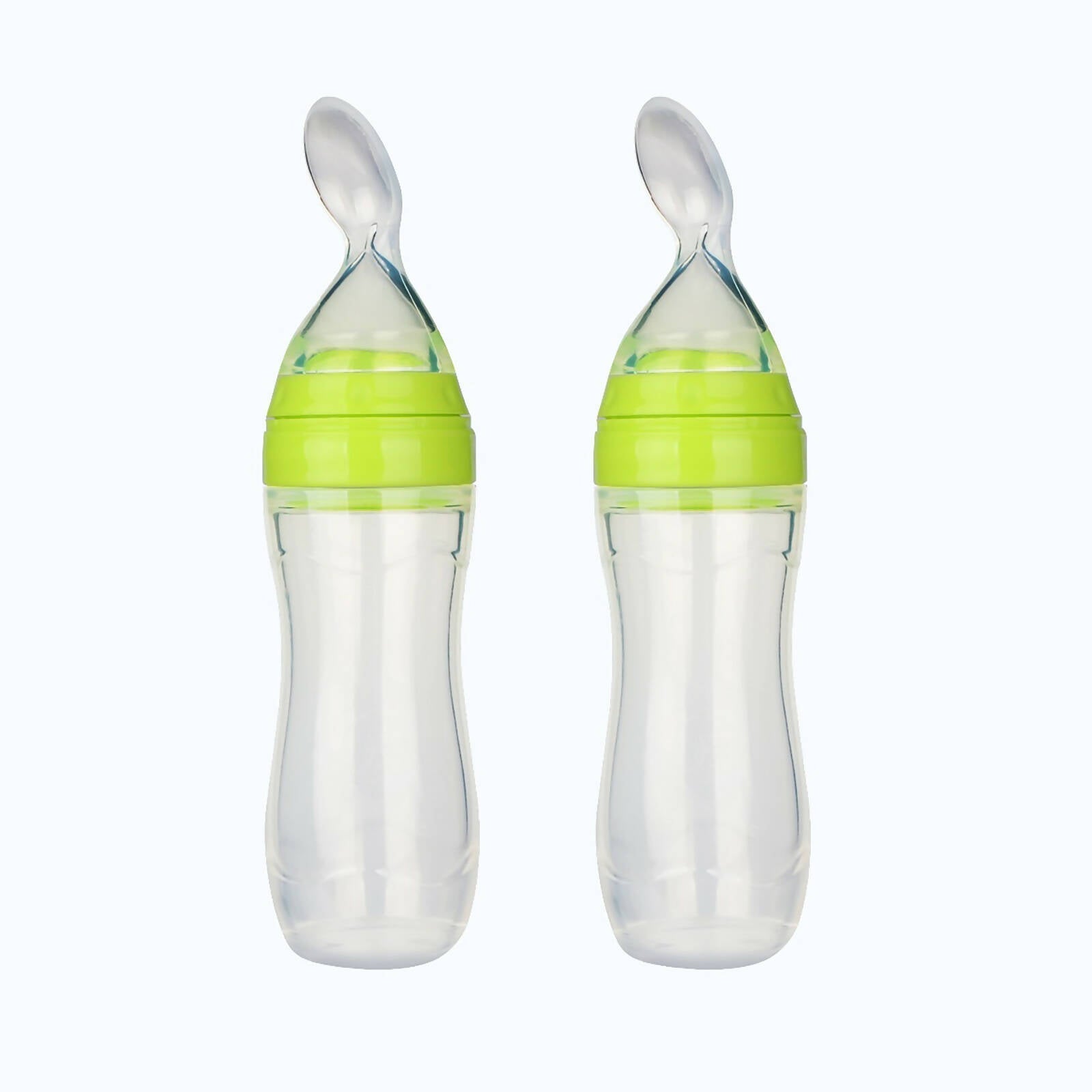 Safe-O-Kid Easy Set of 2 Squeezy Silicone Food Feeder Spoon (Soft Tip) BottleGreen90mL, Australia, Canada 