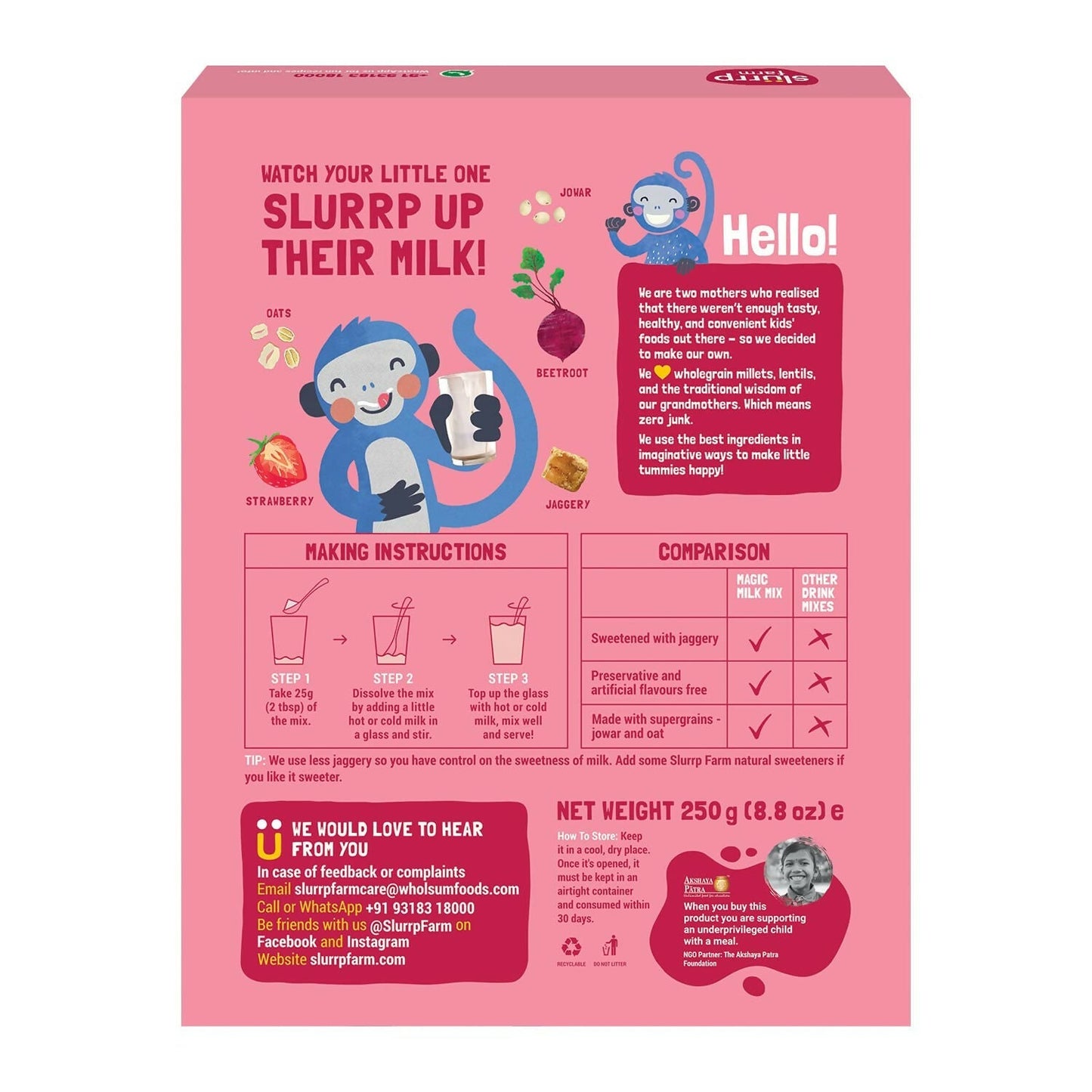 Slurrp Farm Berry Blast Milk Mix Sweetened with Jaggery Powder