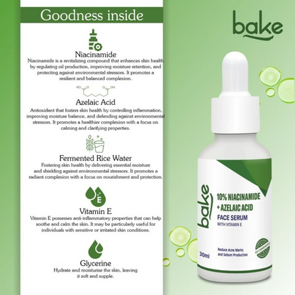 Bake 10% Niacinamide & Azelaic Acid Face Serum With Vitamin E