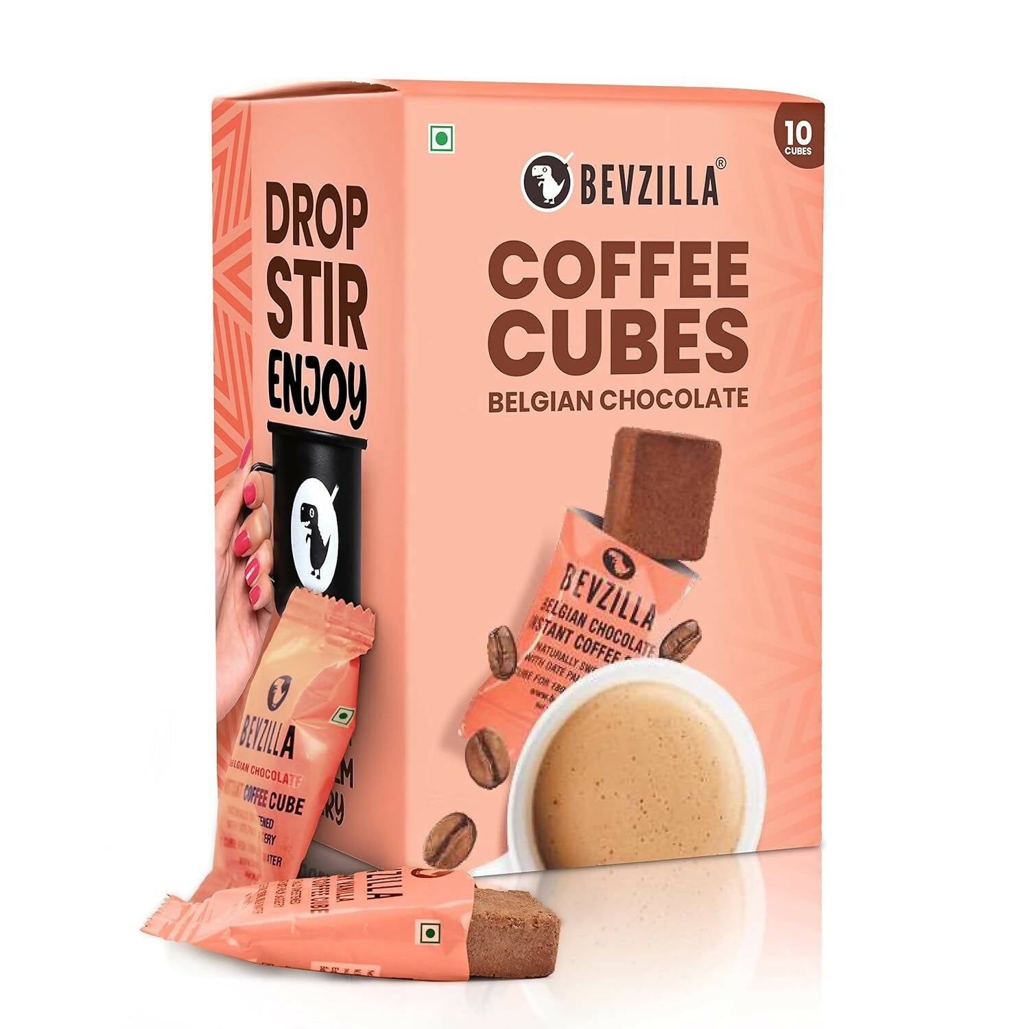 Bevzilla Instant Coffee Cubes Pack with Organic Date Palm Jaggery Belgian Chocolate TrueCure