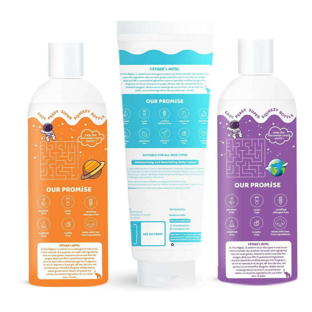 Tiny Mighty Kids Shampoo, Body Wash And Body Lotion Combo