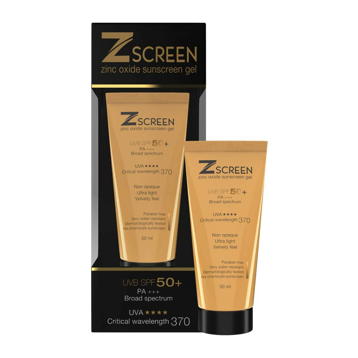 Zscreen Zinc Oxide Sunscreen Gel UVA/UVB Protection SPF 50+ PA+++