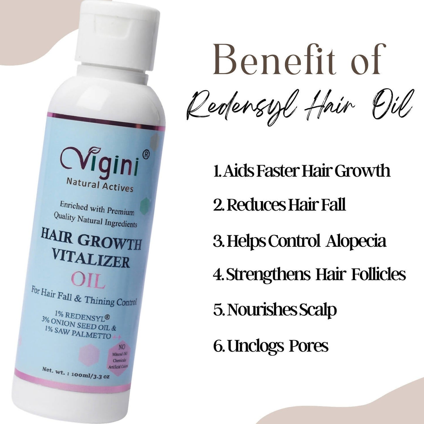 Vigini 1% Redensyl Hair Growth Vitalizer Hair Care Tonic Oil for Men Women