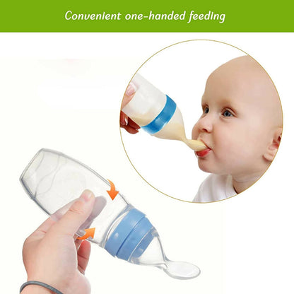 Safe-O-Kid Easy Squeezy Silicone Food Feeder Spoon (Soft Tip) Bottle- Blue- 90mL