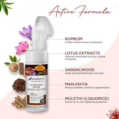 Astaberry Indulge Kumkumadi Ubtan Foaming Face Wash