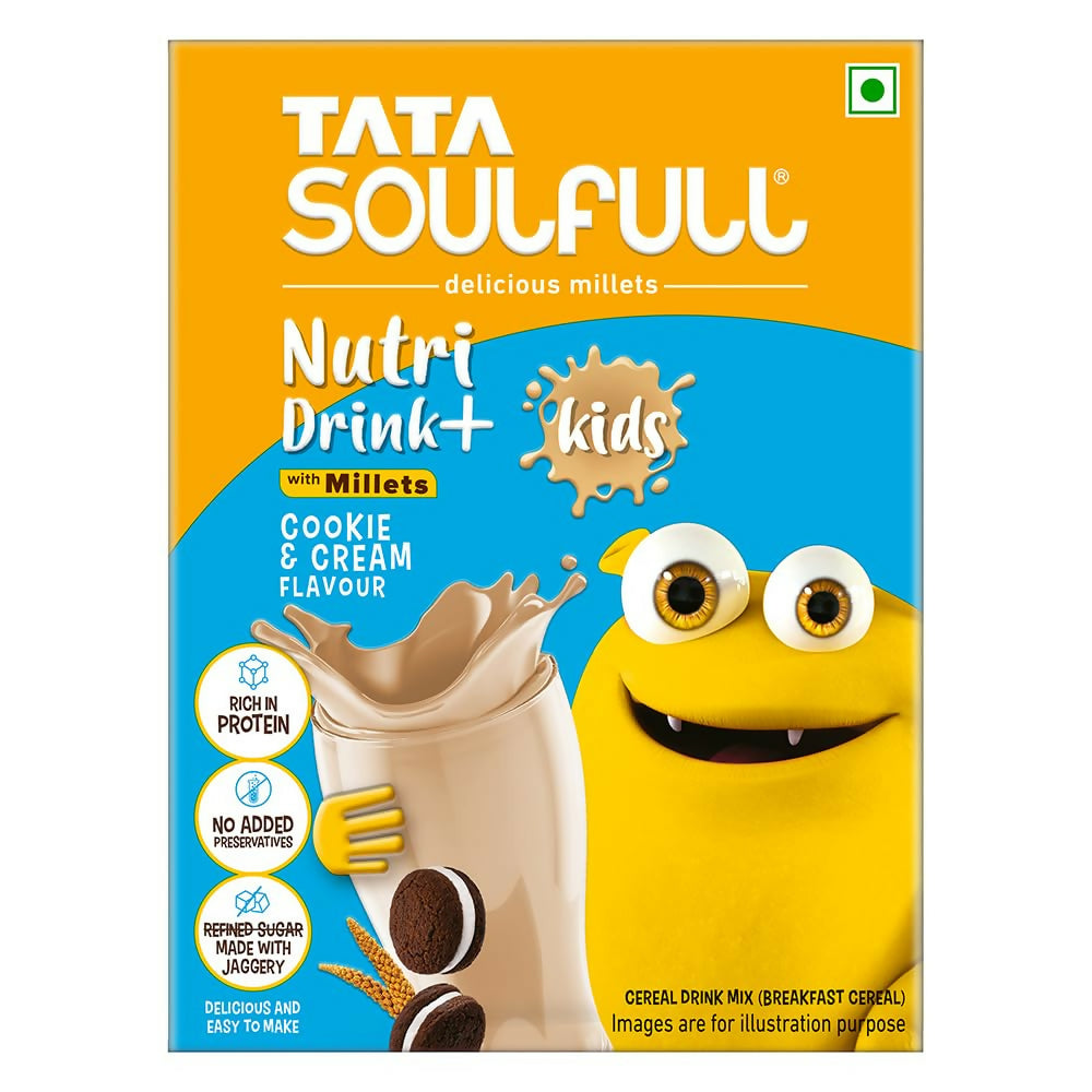 Tata Soulfull Nutri Drink+ For Kids With Millets Cookie & Cream Flavor TrueCure