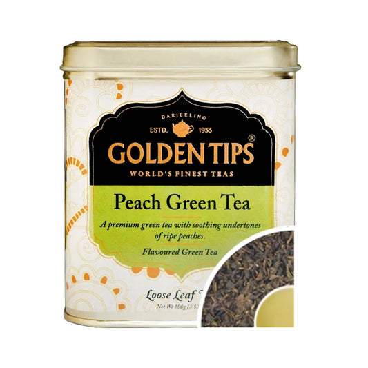 Golden Tips Peach Green Tea Tin Can TrueCure