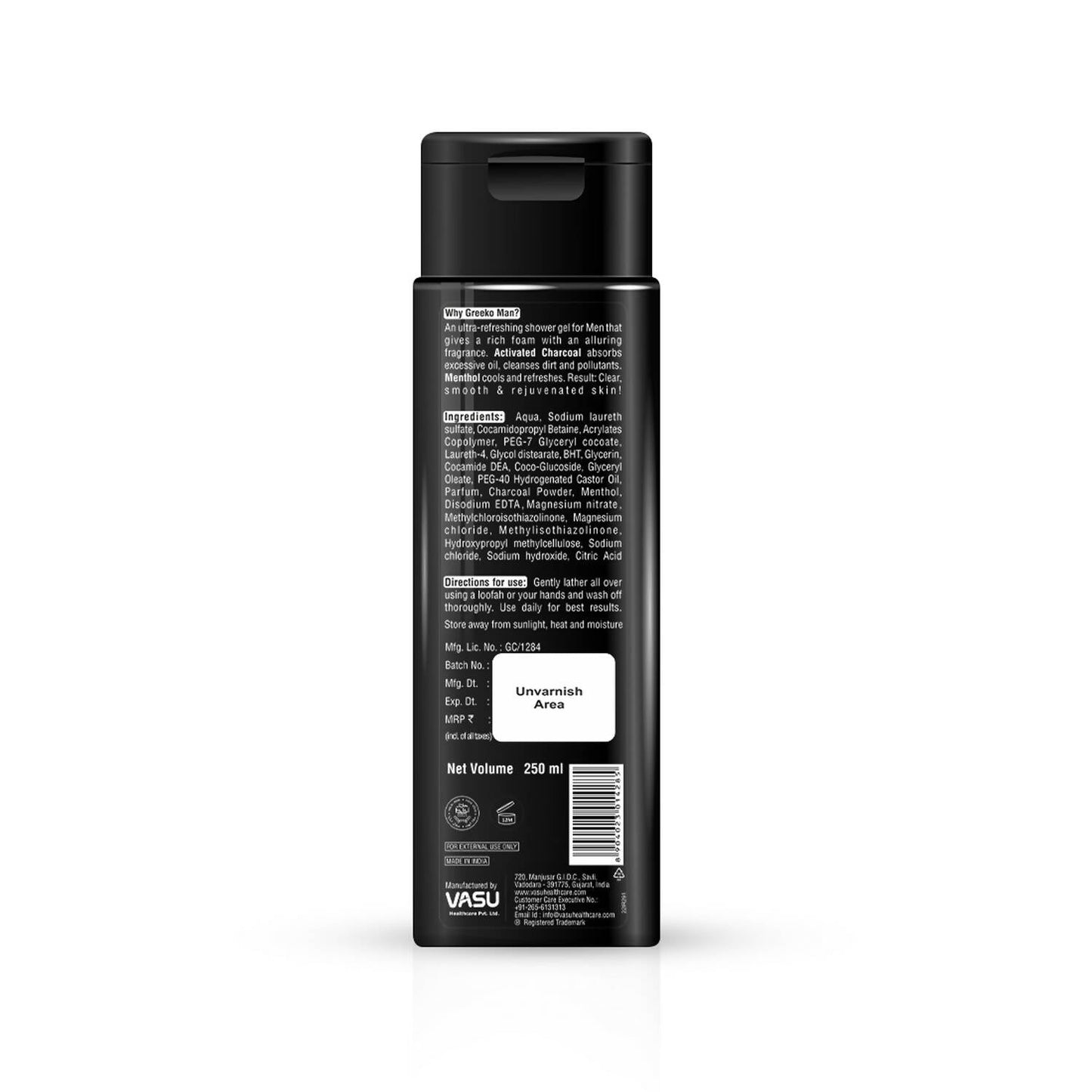 Vasu Healthcare Greeko Man 3 in 1 Charcoal Shower Gel