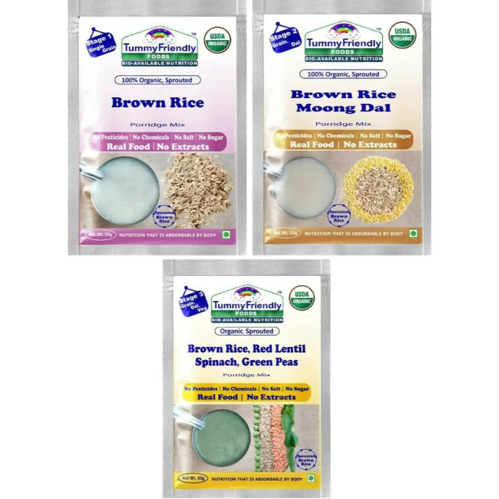 TummyFriendly Foods Certified Brown Rice Porridge Mixes Stage1, Stage2, Stage3, Australia, Canada 