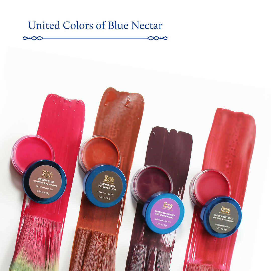 Blue Nectar Shubhr Rose Lip, Cheek & Eye Tint with Ghee & Almond Oil