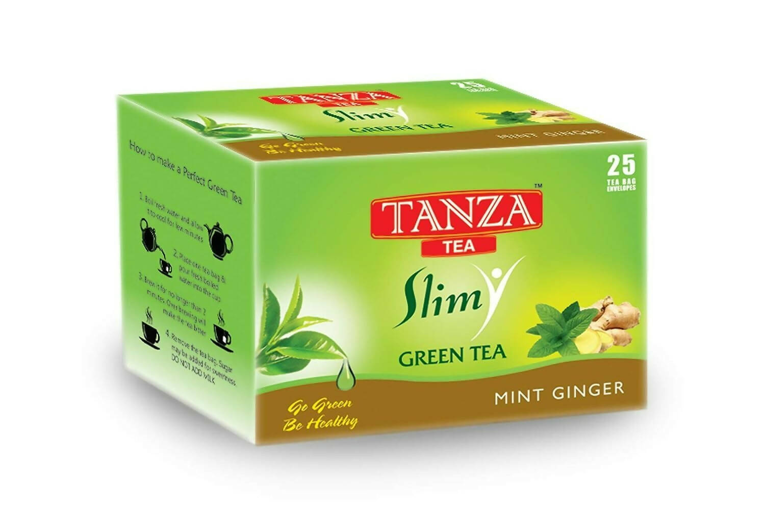 Tanza Tea Slim Green Tea Bags Mint Ginger   