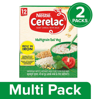 Nestle Cerelac Baby Cereal with Milk, Multigrain Dal Veg 12 Months