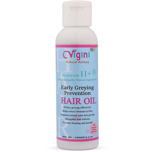 Vigini Early Anti Greying Hair Care Oil with Amla, Onion Seed Oil, Flaxseed Oil TrueCureN