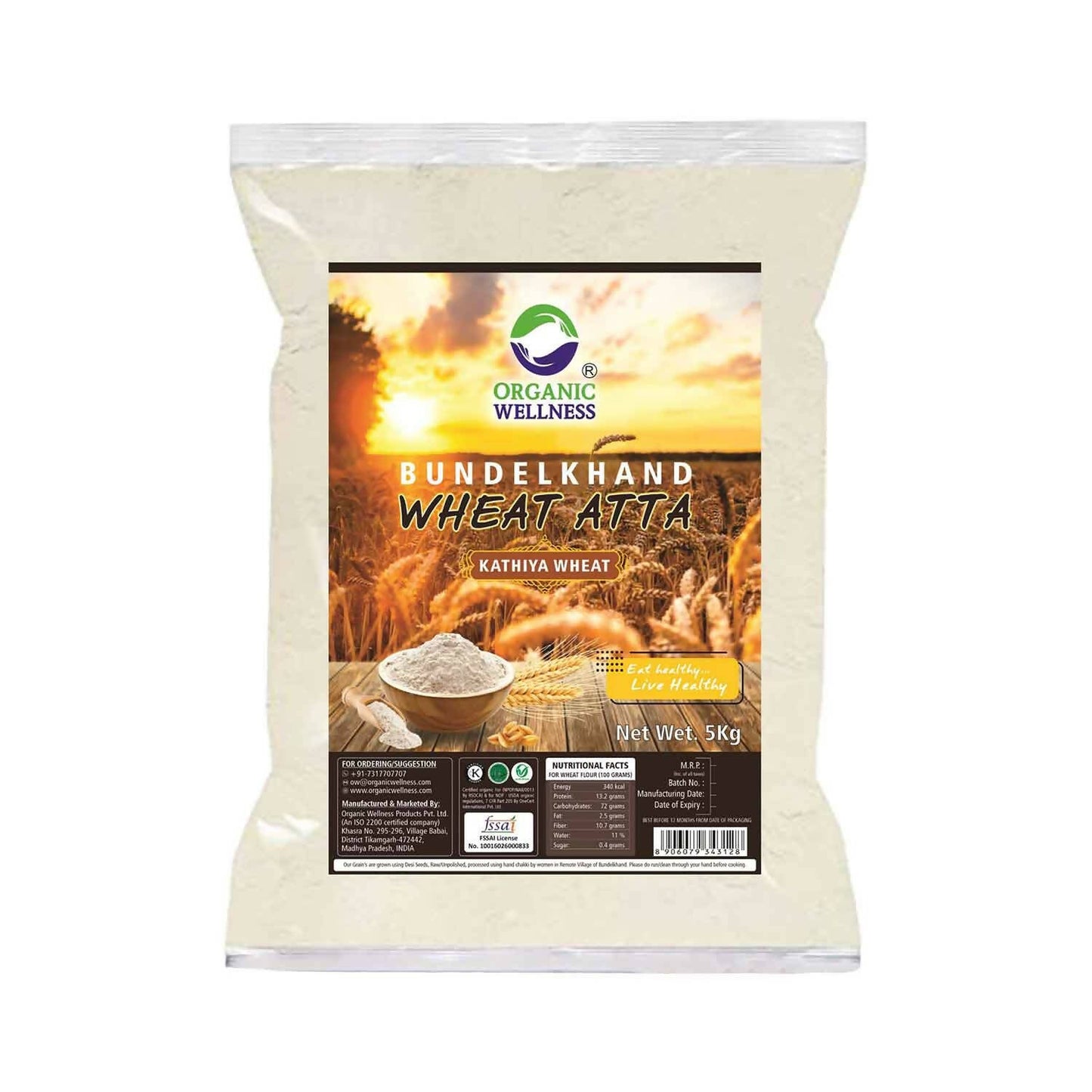 Organic Wellness Kathiya Wheat Atta, Australia, Canada 