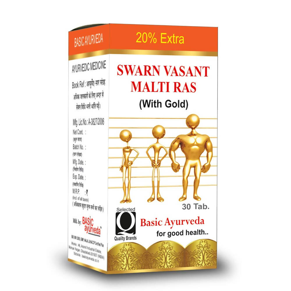 Basic Ayurveda Swarn Vasant Malti Ras (With Gold) Tablets