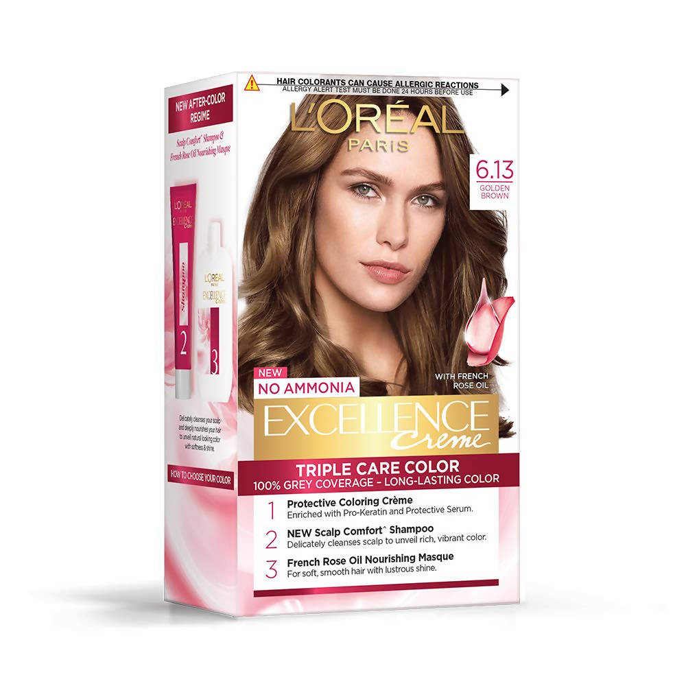 L'Oreal Paris Excellence Creme Hair Color 6.13 Golden Brown TrueCure