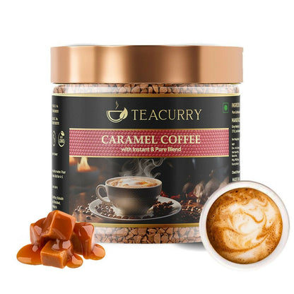 Teacurry Caramel Instant Coffee Powder - Arabica Freeze Dried Coffee for Instant Hot & Cold Coffee