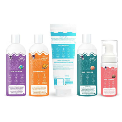 Tiny Mighty Kids Body Wash, Body Foam Wash, Body Lotion, Shampoo & Hair Oil Combo