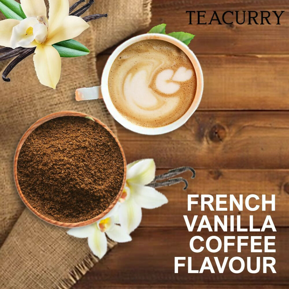 Teacurry French Vanilla Instant Coffee Powder - Arabica Freeze Dried Coffee for Instant Hot & Cold Coffee